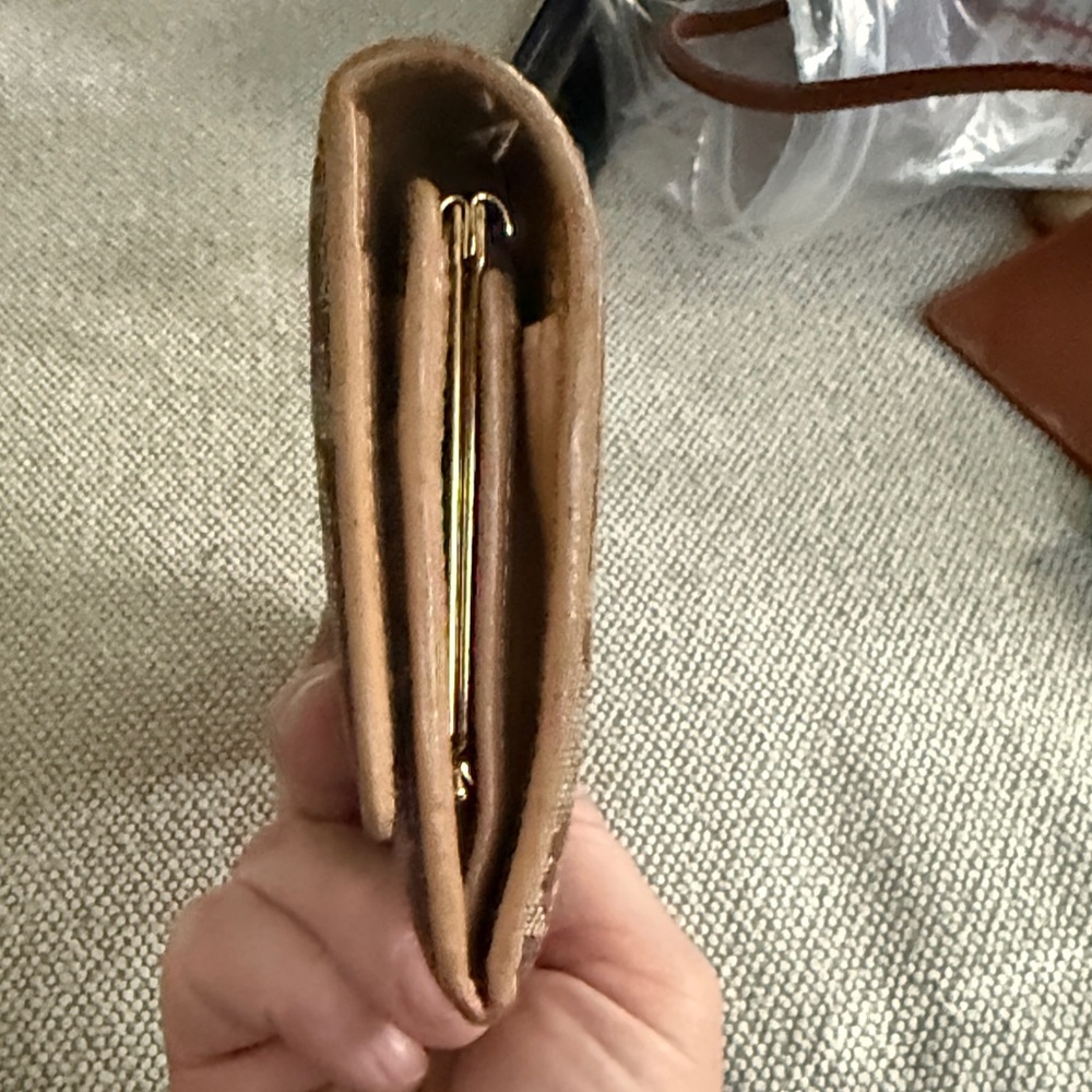 Dior Tan and Brown Monogram Wallet with snap clip close pouch. - Picture 8 of 13